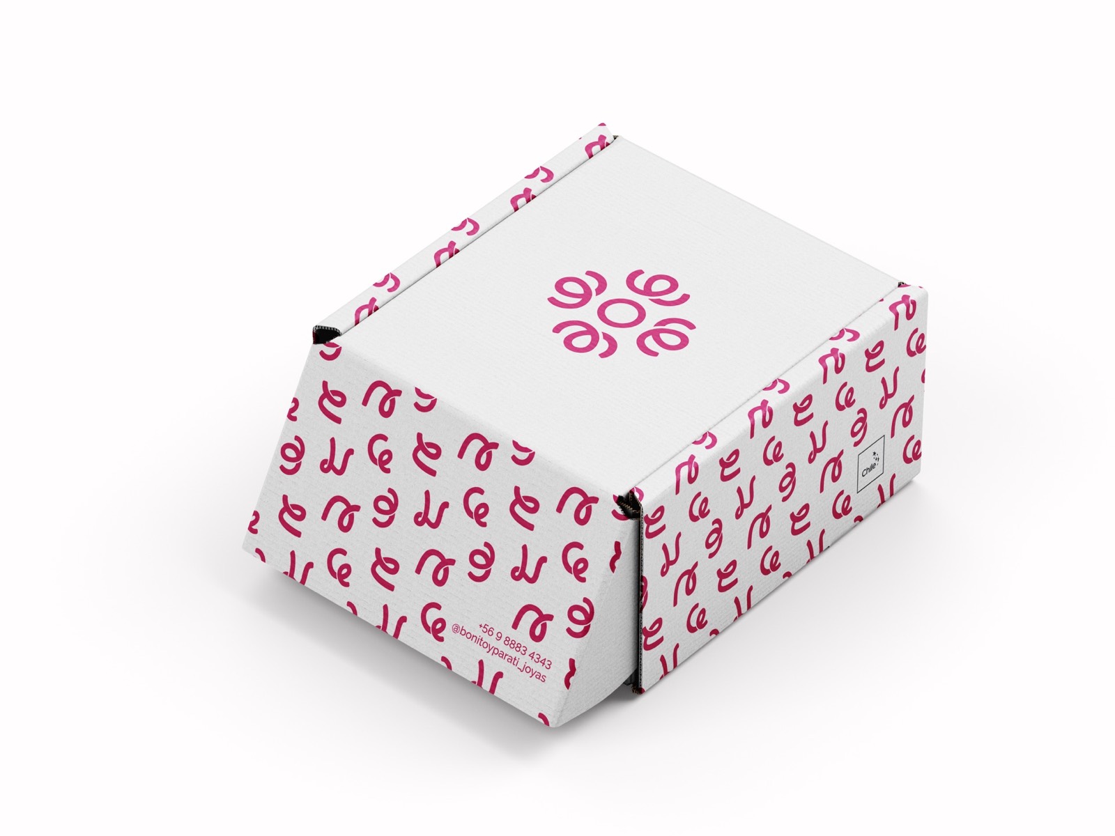 Caja de Bonito y para ti con el patrón de flores en rosa
