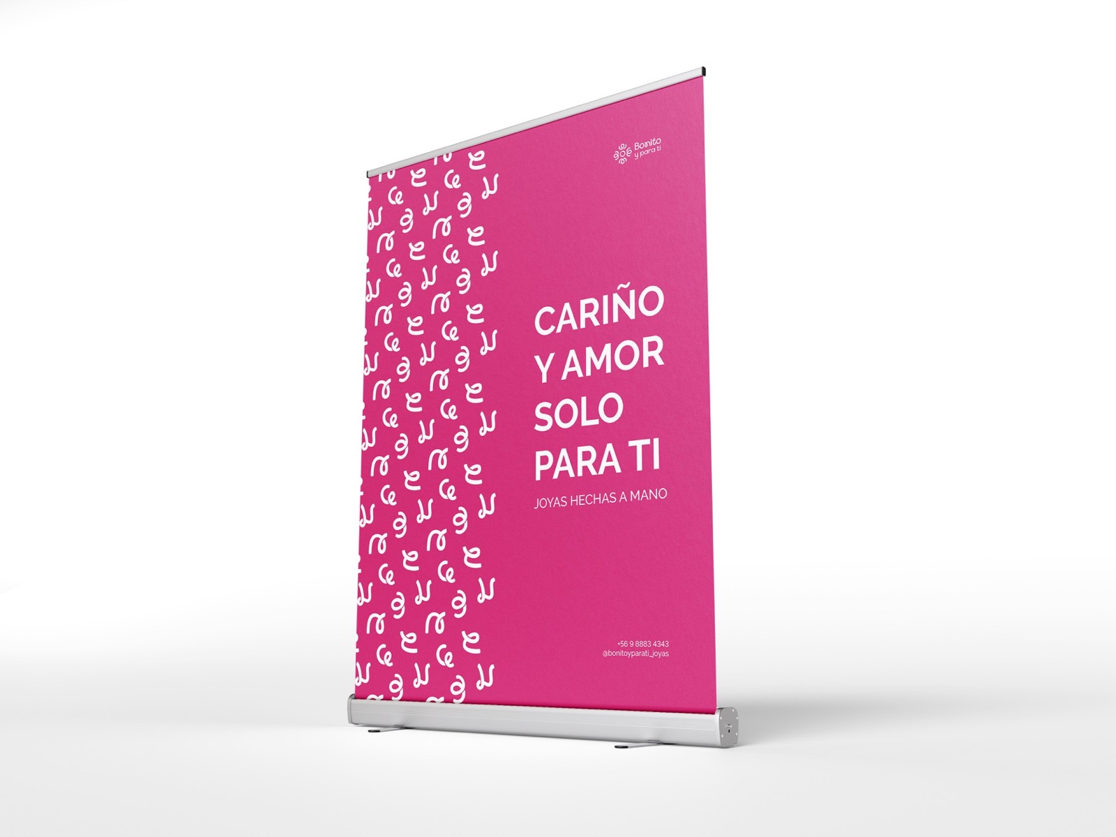 Pendón rosa de Bonito y para ti con la frase «cariño y amor solo para ti»