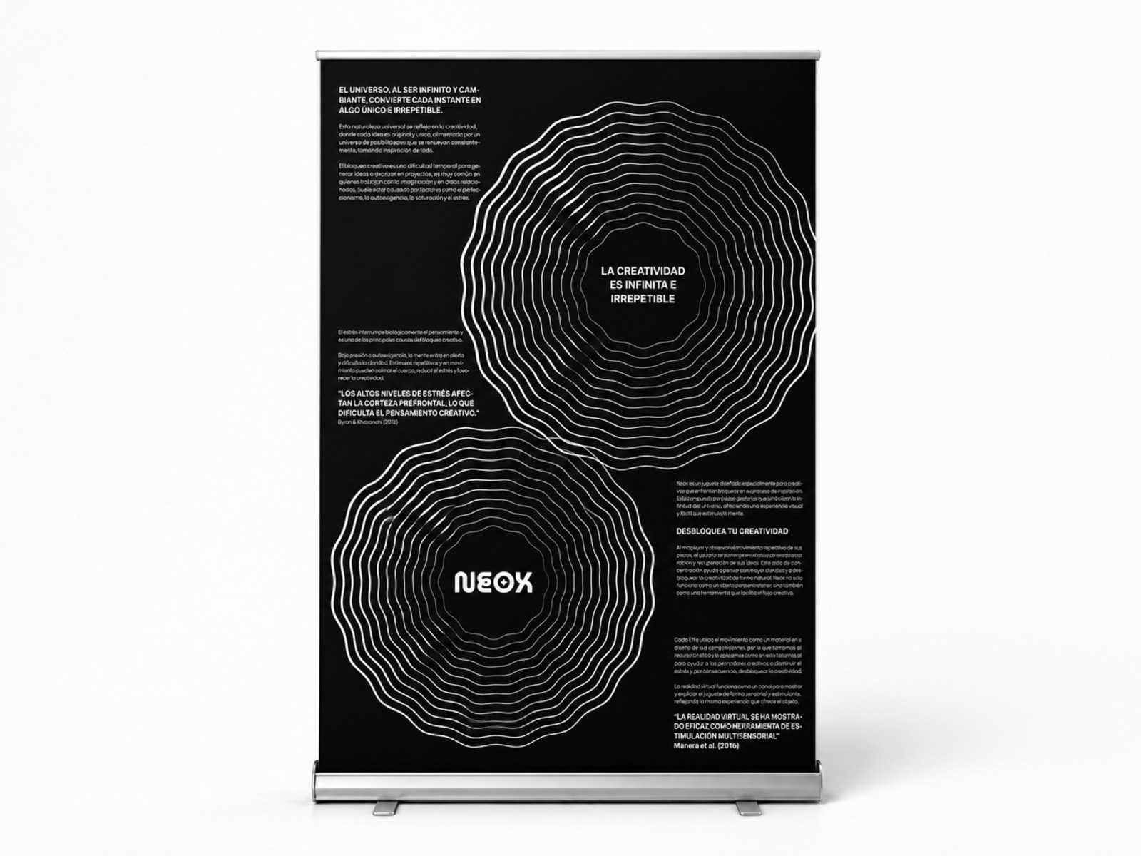 Pendón de Neox en negro con la pieza cromada impresa